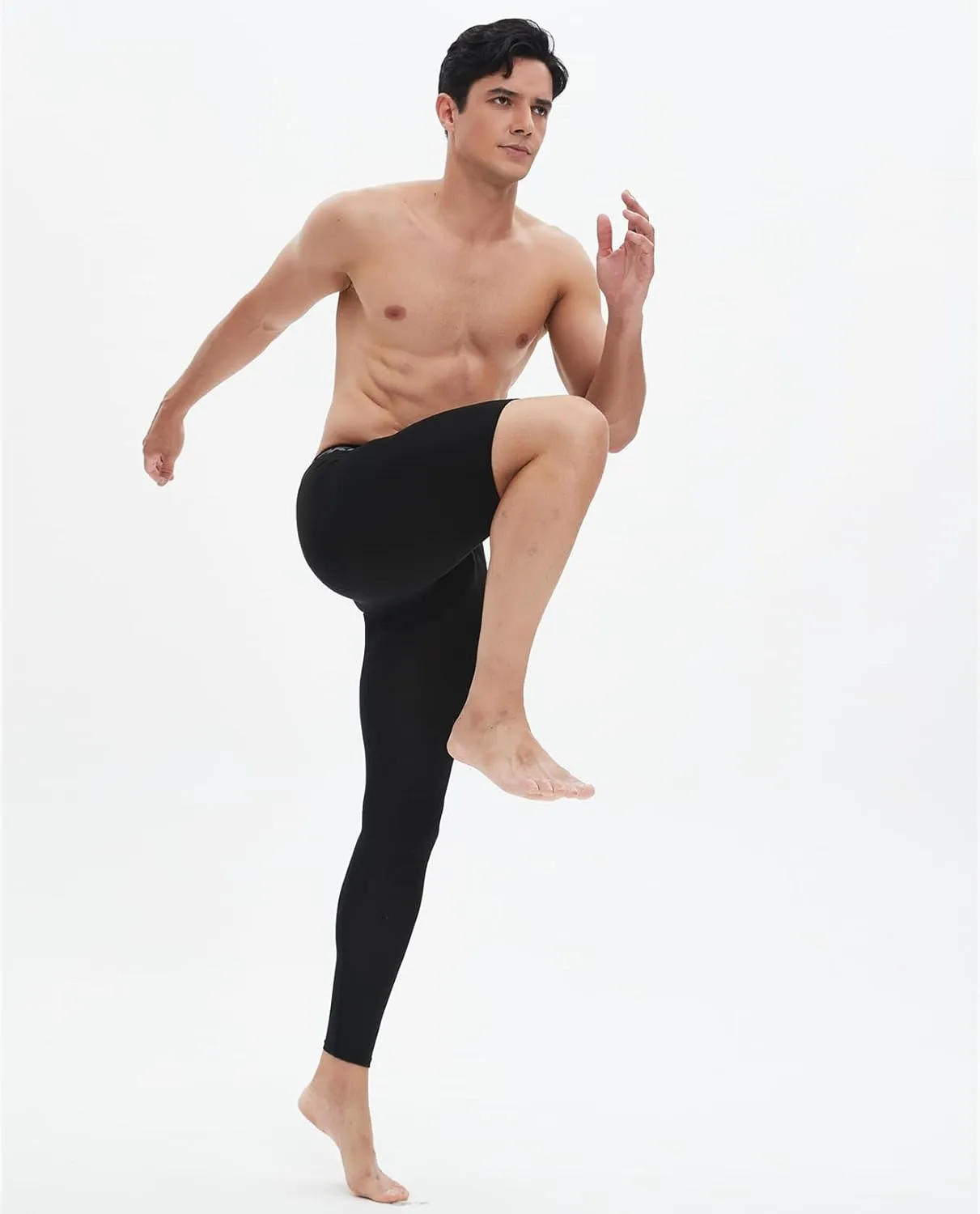Men's Basketball Single Leg Tight Sports Pants 1/2 One Leg Compression Pants Athletic Base Layer Underwear