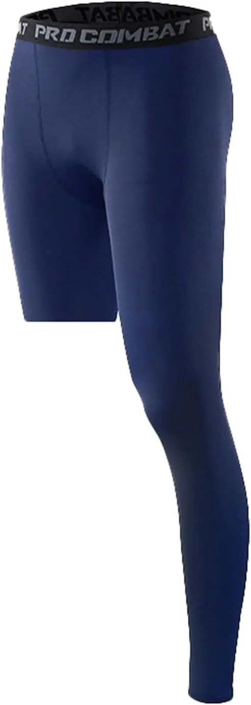 Men's Basketball Single Leg Tight Sports Pants 1/2 One Leg Compression Pants Athletic Base Layer Underwear