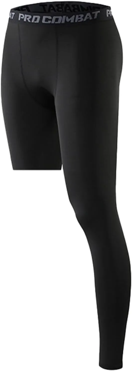 Men's Basketball Single Leg Tight Sports Pants 1/2 One Leg Compression Pants Athletic Base Layer Underwear