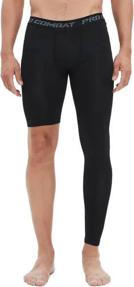 Men's Basketball Single Leg Tight Sports Pants 1/2 One Leg Compression Pants Athletic Base Layer Underwear