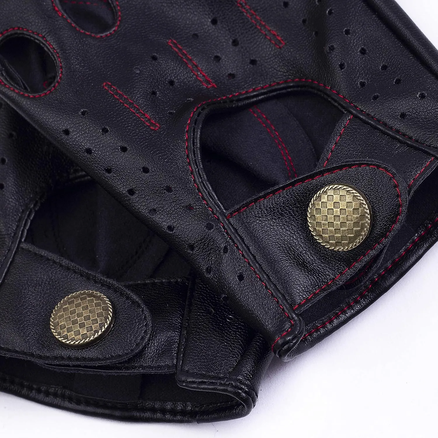 Men's Vegan Leather Full-finger Driving Touchscreen Gloves