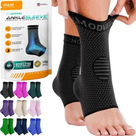 Modvel Foot & Ankle Brace Socks for Sprained Ankle Compression Sleeve - Plantar Fasciitis Relief Brace, Foot Support for Women & Men - Tendonitis & Arthritis Foot Sleeve, Stabilizing Ankle Wrap