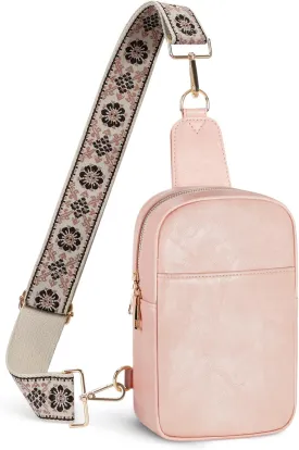 MoKo Vegan Leather Sling Bag - Small Trendy Casual Detachable Shoulder Strap Crossbody Bags for Women and Men Hiking Travel