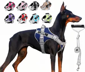 Moonpet Upgraded Personalized Custom No Pull Tactical Dog Harness Leash Set with Name and Phone Number, Heavy Duty Pet Dog Vest Harness for Training and Walking (XS-XXL, 9 Colorful)