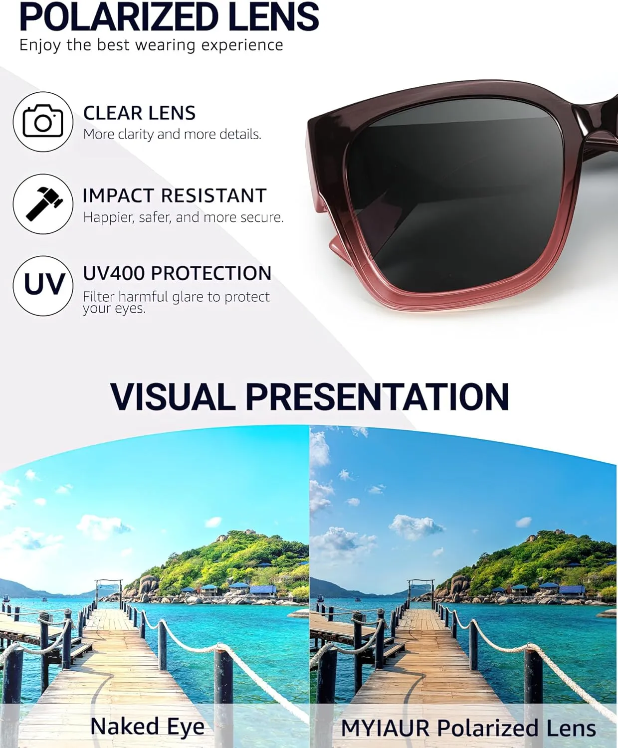 Myiaur Fit Over Sunglasses for Women, Trendy Designer Style Oversized Polarized Sunglasses for Driving with UV400 Protection