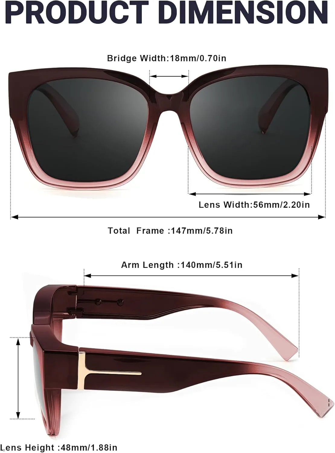 Myiaur Fit Over Sunglasses for Women, Trendy Designer Style Oversized Polarized Sunglasses for Driving with UV400 Protection