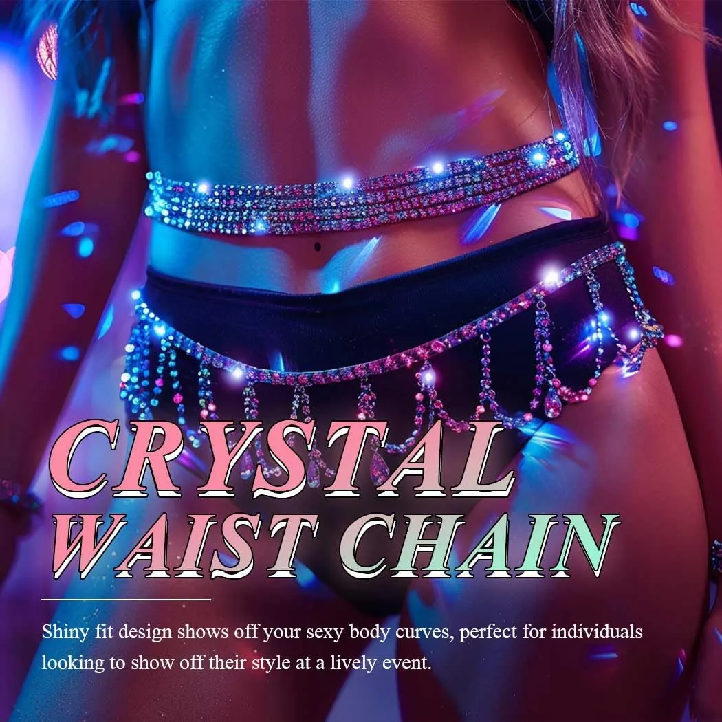 Nicute Crystal Waist Jewelry Rhinestone Body Chain Belt Sparkly Summer Belly Accessories for Women