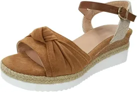Orthopedic Platform Wedge Sandals for Women Summer Dressy Breathable Open Toe Strappy Ankle Strap Metal Buckle Slip On Sandals Beach Boho Sandal Comfortable Outdoor Shoes