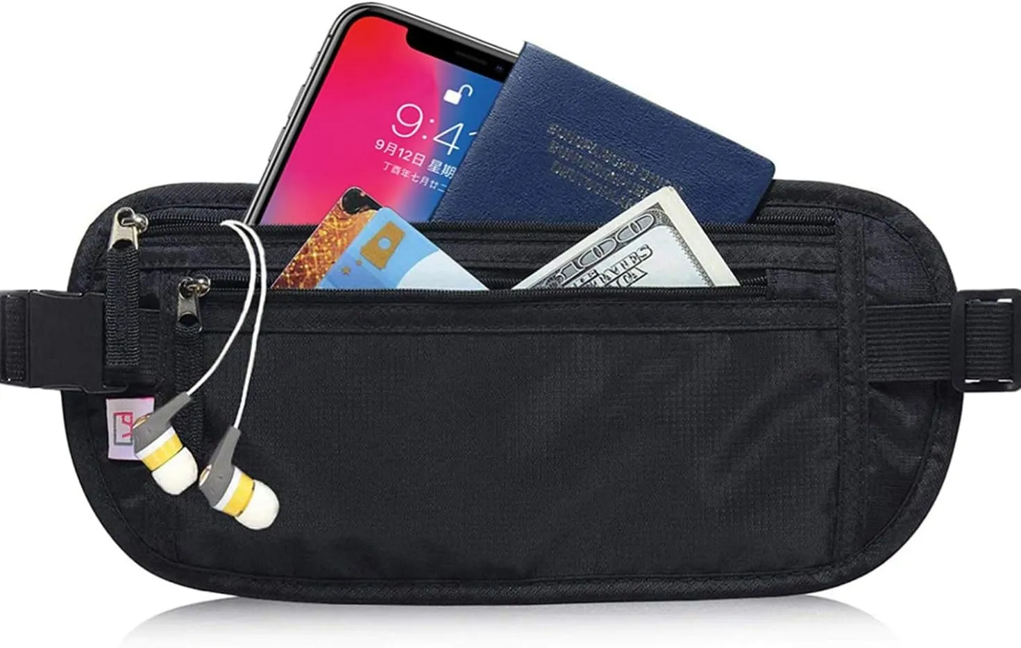 Passport Holder - Money Belt Secure Hidden Travel Wallet Undercover Fanny Pack with RFID Blocking