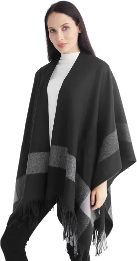 Poncho Shawl Wraps for Women, Women's Soft Warm Ponchos Sweaters Open Front Travel Poncho Cape for fall winter Spring