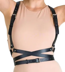 Punk Belt Black Pu Leather Harness Belt for Women Goth Body Adjustable Waist Belts Rave Halloween Dresses Party Accessories