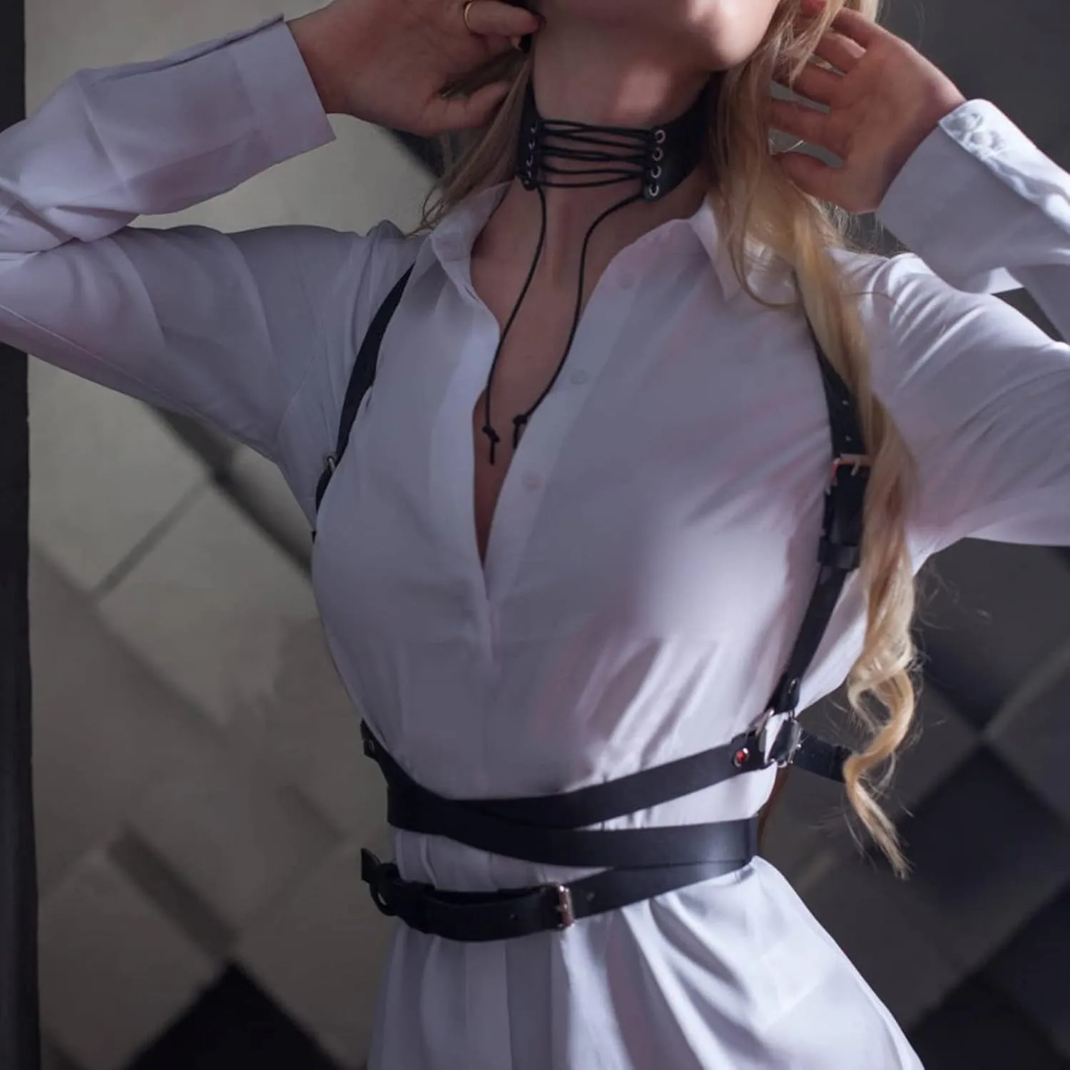 Punk Belt Black Pu Leather Harness Belt for Women Goth Body Adjustable Waist Belts Rave Halloween Dresses Party Accessories