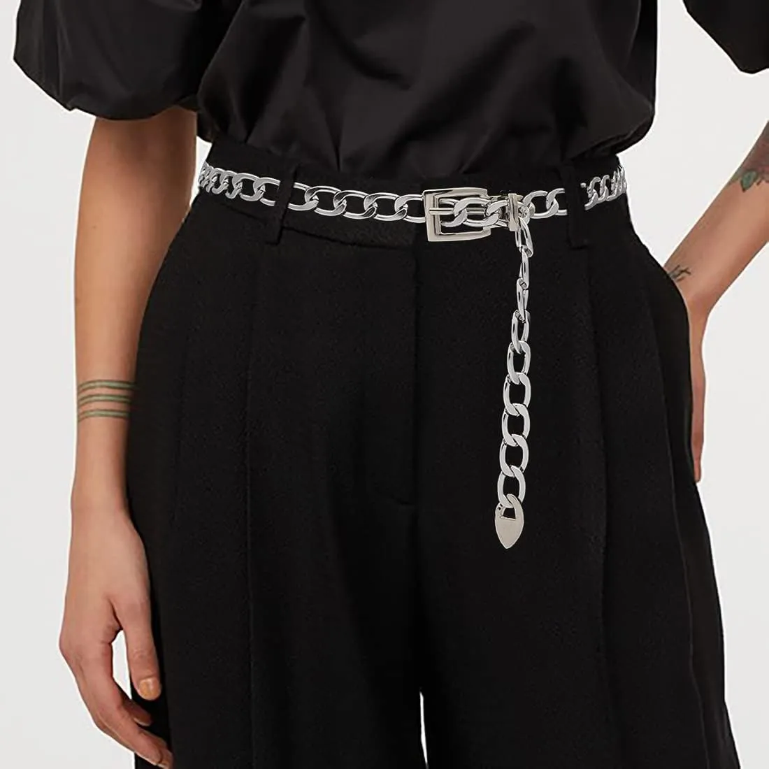 Punk Rock Metal Chunky Waist Chain Belt Buckle Type Jewelry Belly Chain for Women
