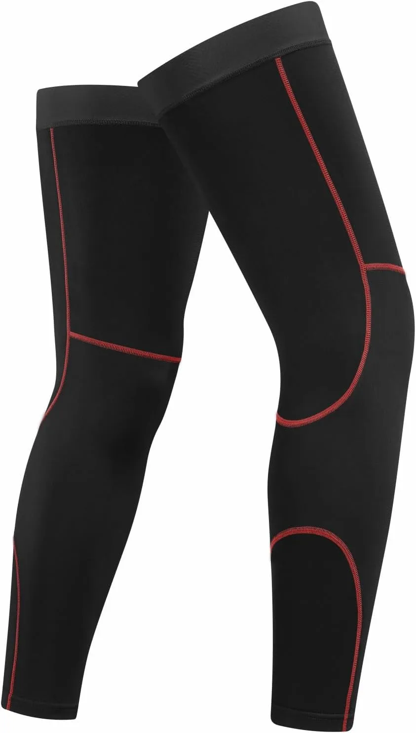 qualidyne Cycling Leg Warmers Fleece Lined Thermal Long Leg Sleeves Cycling Bicycle MTB Riding Leg Warmers