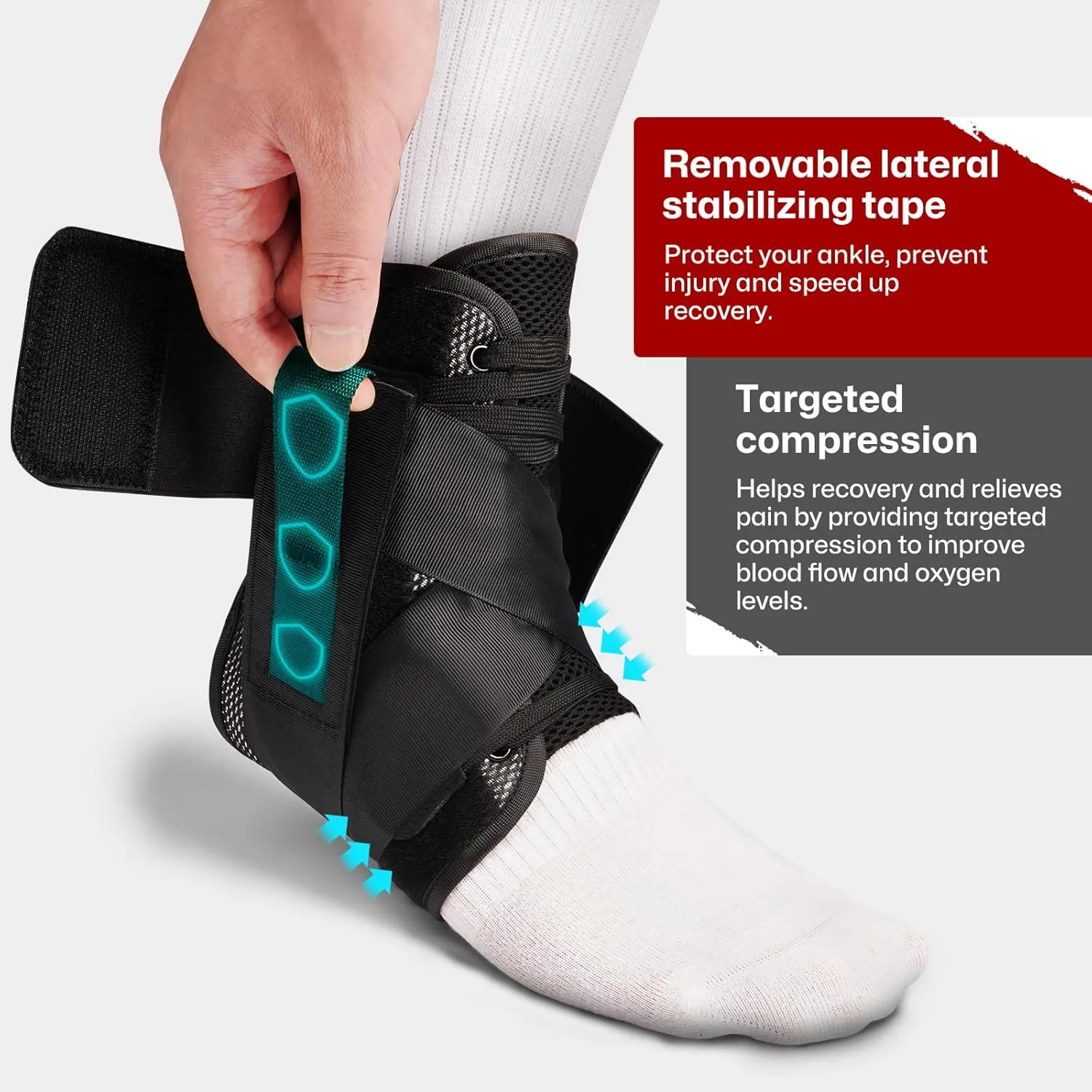 Quick Lace Up Ankle Brace Support for Sprained Ankle Wrap, Plantar Fasciitis Relief and Achilles Tendonitis Wrap, Foot Brace Ankle Stabilizer for Men & Women - S