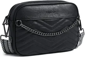Quilted Crossbody Bags for Women 3-Pockets Crossbody Purses Vegan Leather Shoulder Handbags with Wide Strap