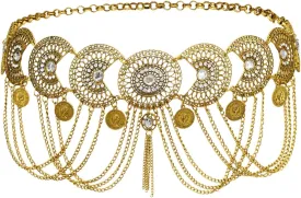 Retro Coin Tassels Pendant Belly Dance Body Chain Waist Chains Adjustable Gypsy Carving Beach Belt Body Jewelry Accessory for Women Girls