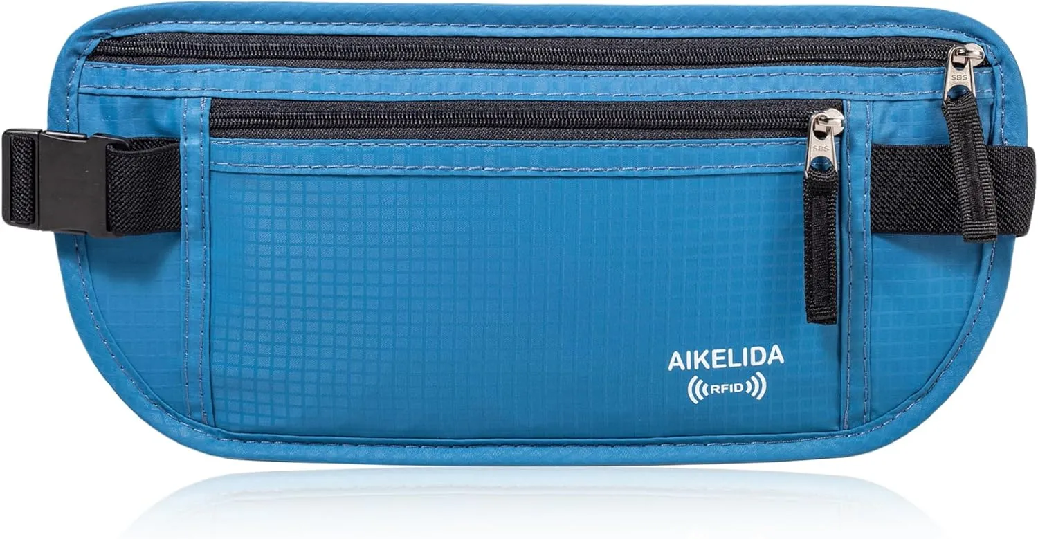 RFID Blocking Passport Holder - Money Belt & Travel Wallet, Travel Belt Bag Fanny Pack for Women Men