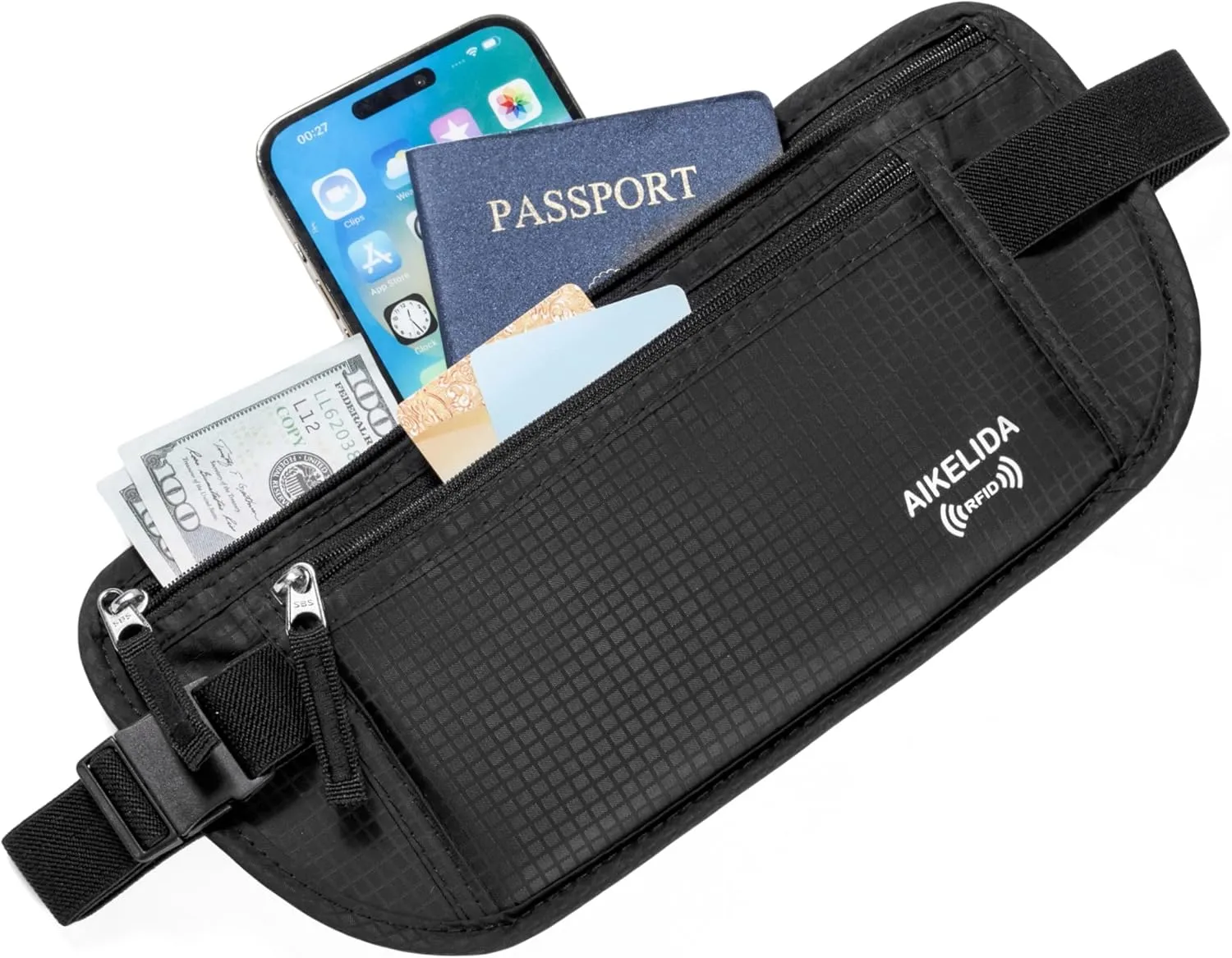 RFID Blocking Passport Holder - Money Belt & Travel Wallet, Travel Belt Bag Fanny Pack for Women Men