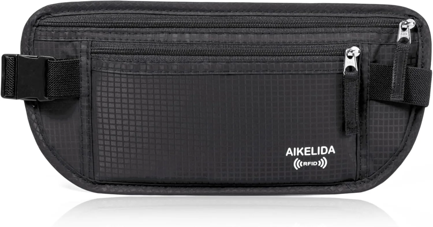 RFID Blocking Passport Holder - Money Belt & Travel Wallet, Travel Belt Bag Fanny Pack for Women Men