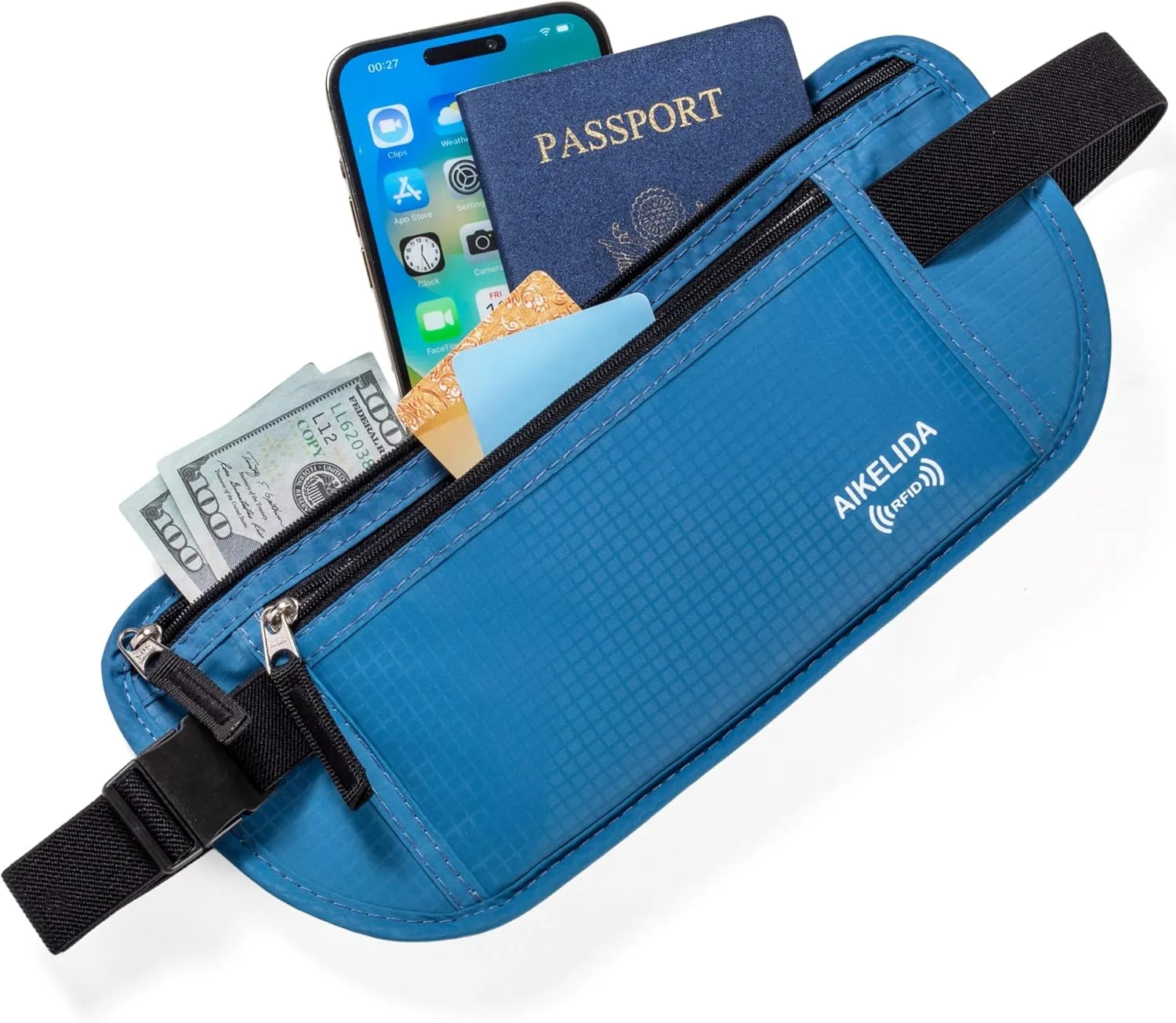 RFID Blocking Passport Holder - Money Belt & Travel Wallet, Travel Belt Bag Fanny Pack for Women Men