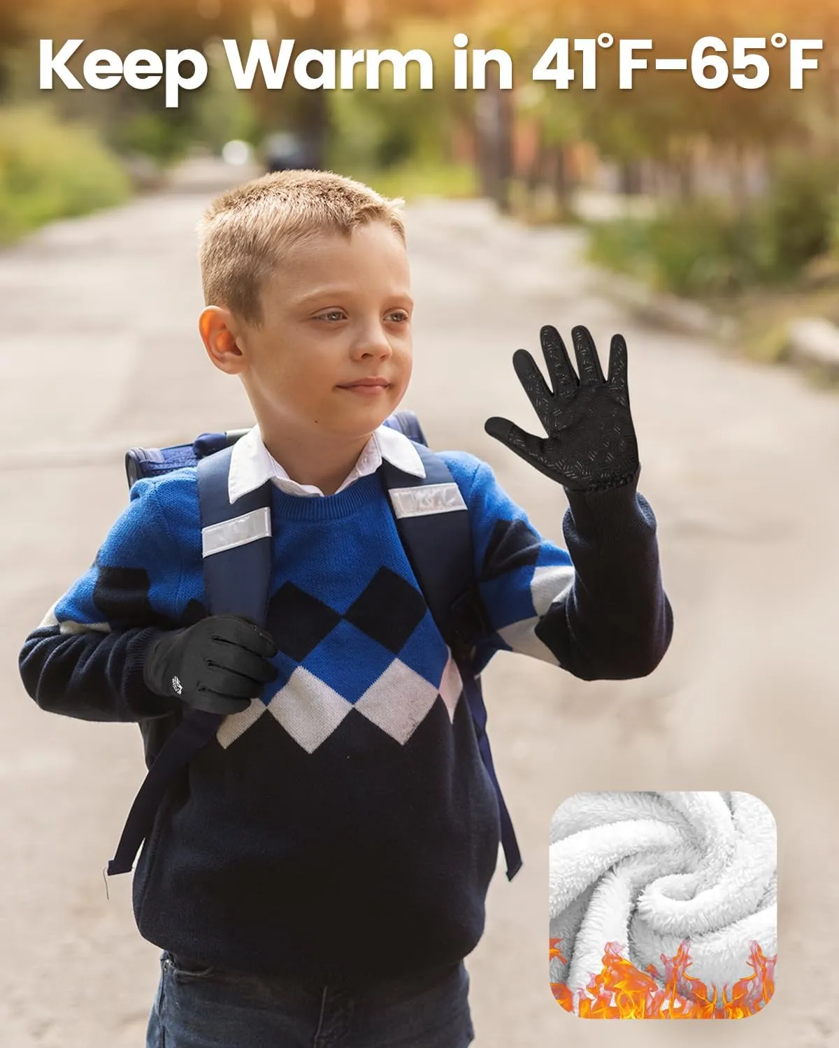 RIGWARL Kids Winter Gloves for Boys Girls Aged 3-15, Water-Resistant Warm Touchscreen Gloves for Kids Soccer Running Cycling