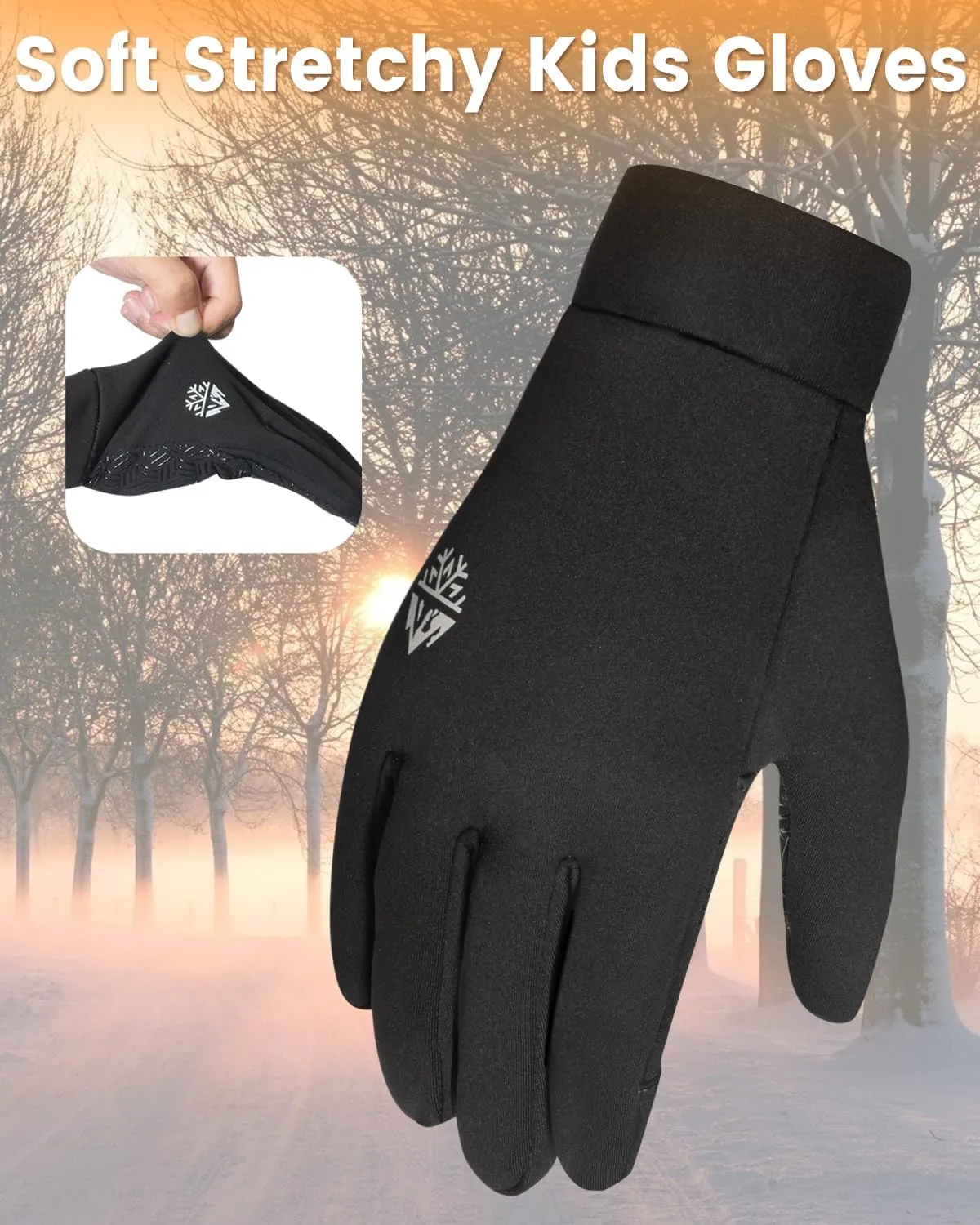 RIGWARL Kids Winter Gloves for Boys Girls Aged 3-15, Water-Resistant Warm Touchscreen Gloves for Kids Soccer Running Cycling