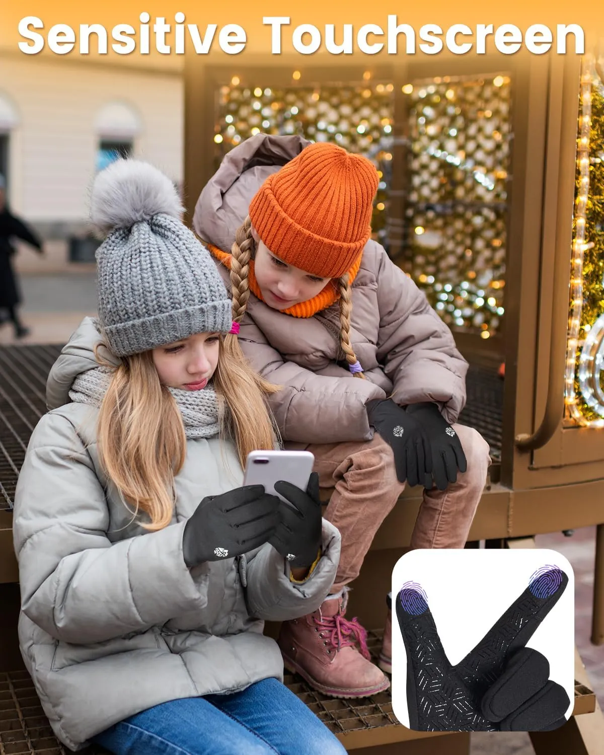 RIGWARL Kids Winter Gloves for Boys Girls Aged 3-15, Water-Resistant Warm Touchscreen Gloves for Kids Soccer Running Cycling