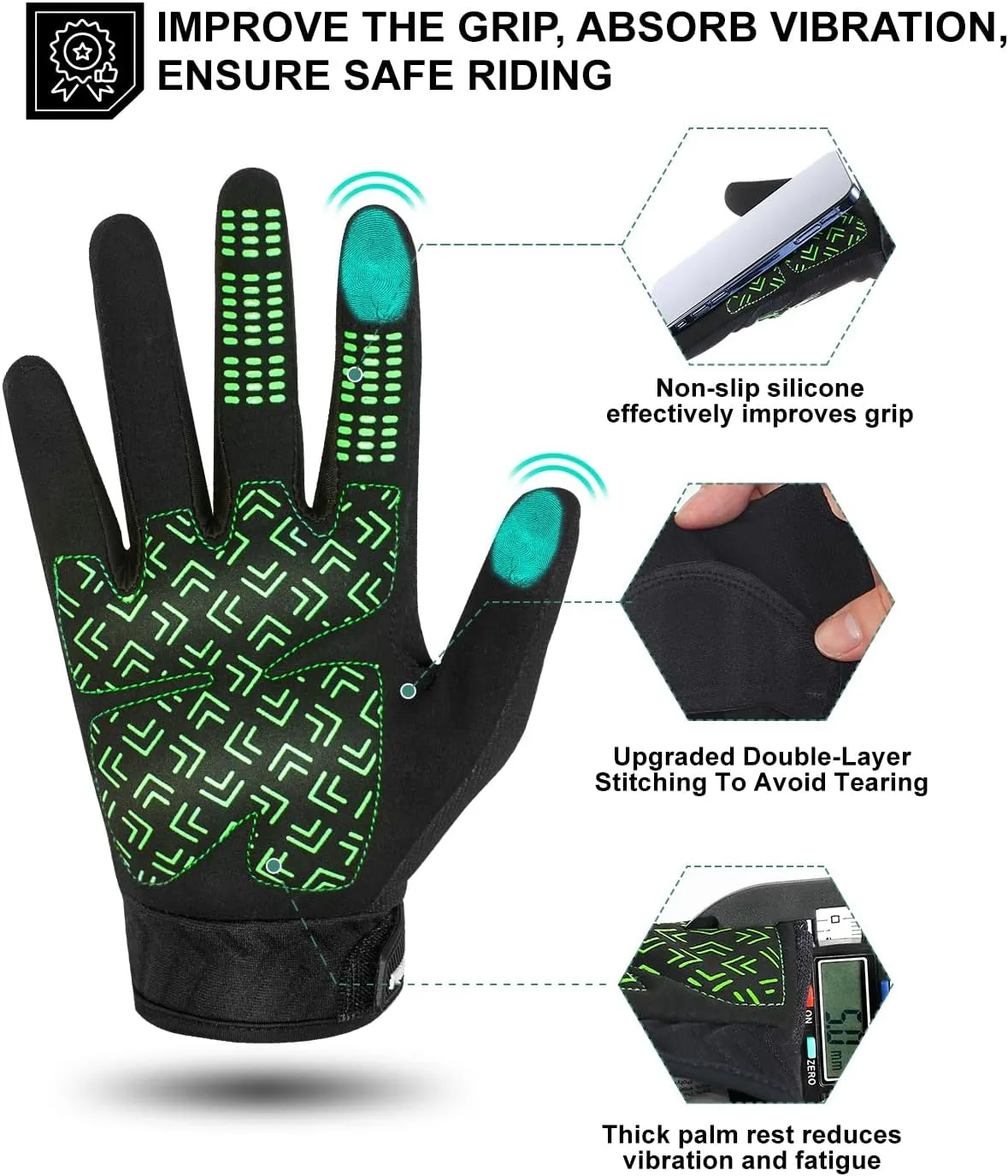 RIGWARL Motorcycle Gloves for Men Women Touchscreen, Lightweight Dirt Bike Glove Non-Slip, Skeleton Motorcycle Riding Glove