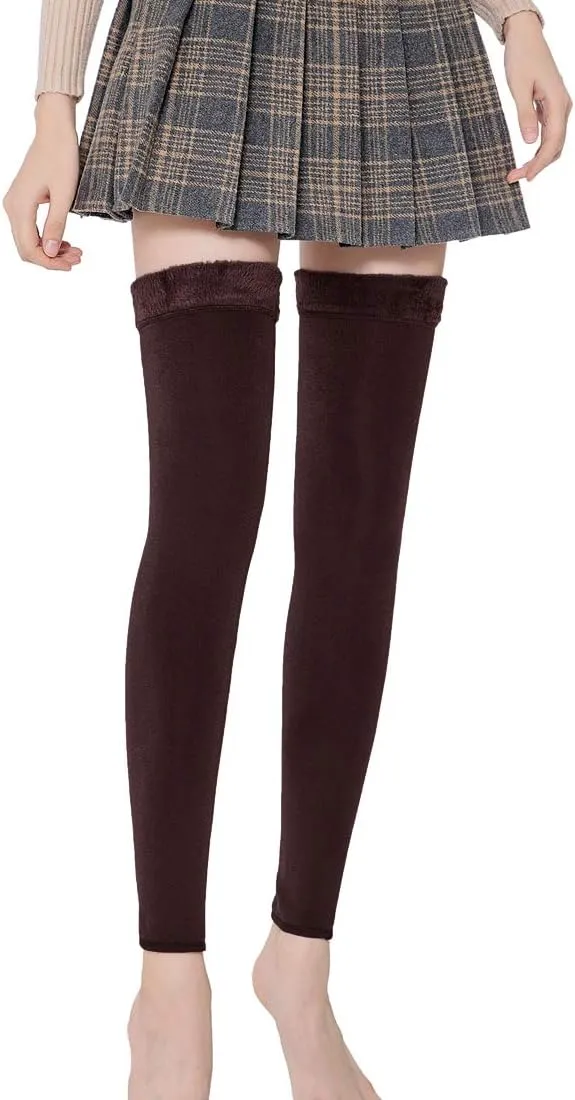 Romastory Womens Over Knee Leg Warmers Winter Thick Fleece Lined Elastic Socks Tights