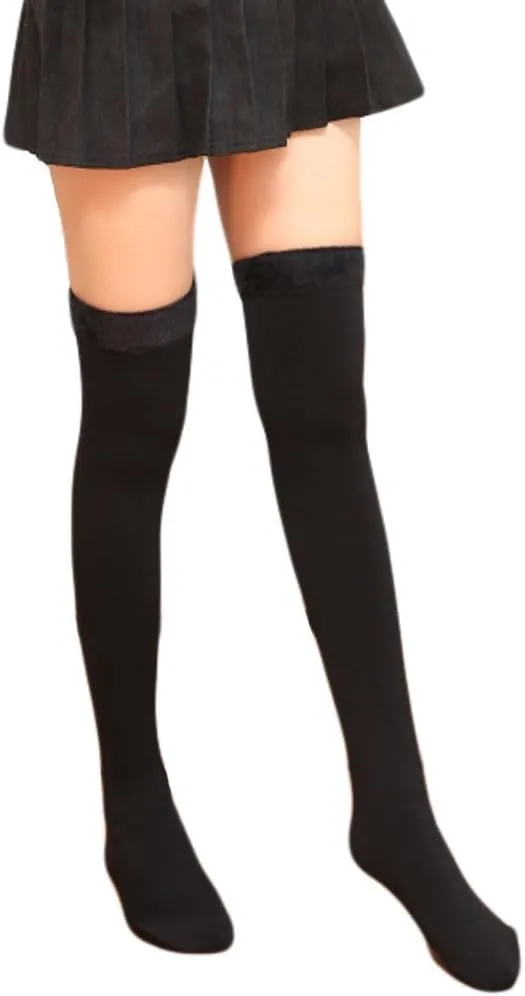 Romastory Womens Over Knee Leg Warmers Winter Thick Fleece Lined Elastic Socks Tights