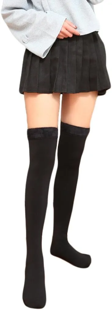 Romastory Womens Over Knee Leg Warmers Winter Thick Fleece Lined Elastic Socks Tights