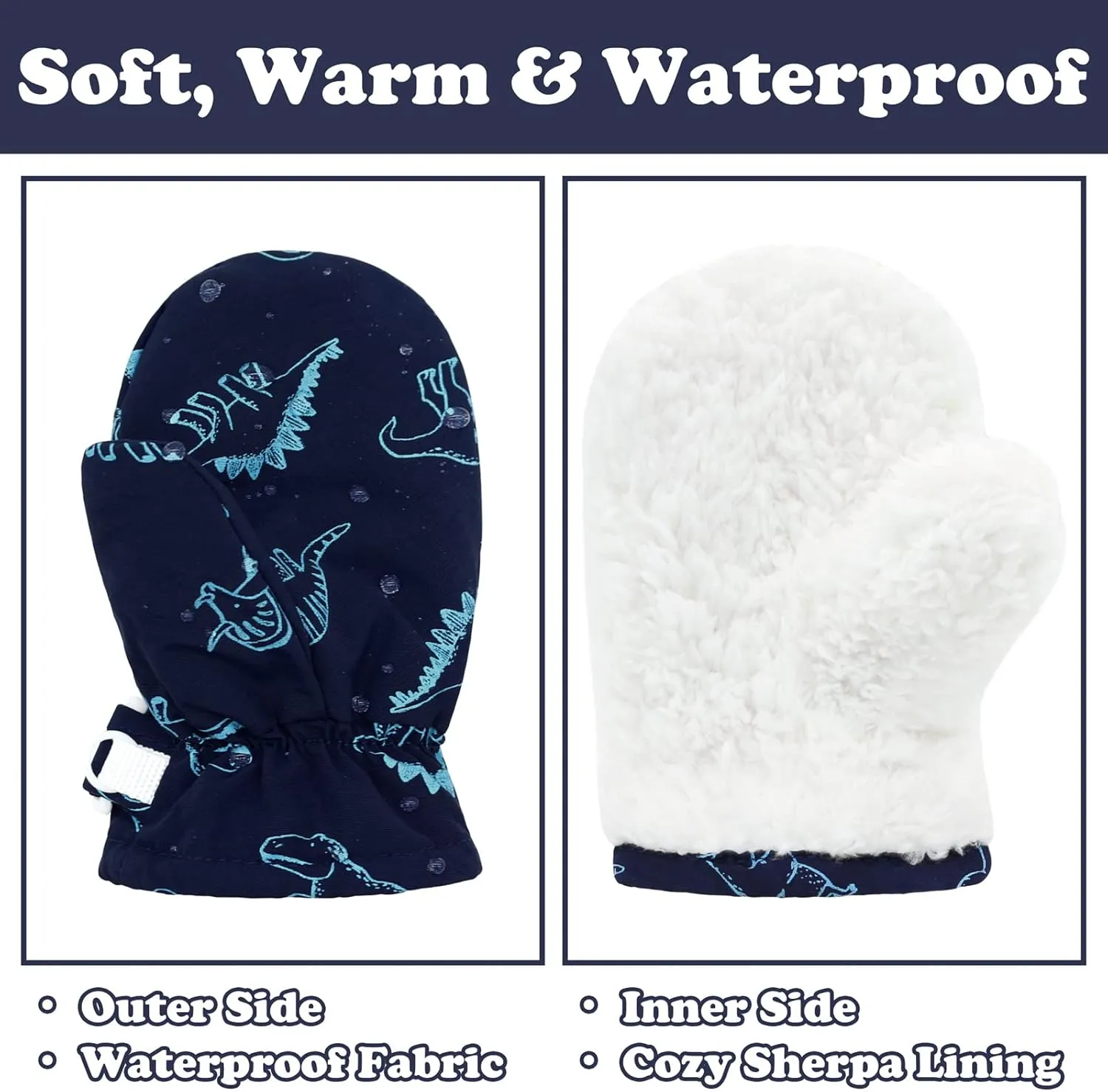 Sarfel Waterproof Toddler Mittens - Snow Gloves for Boys and Girls - Baby Winter Gloves