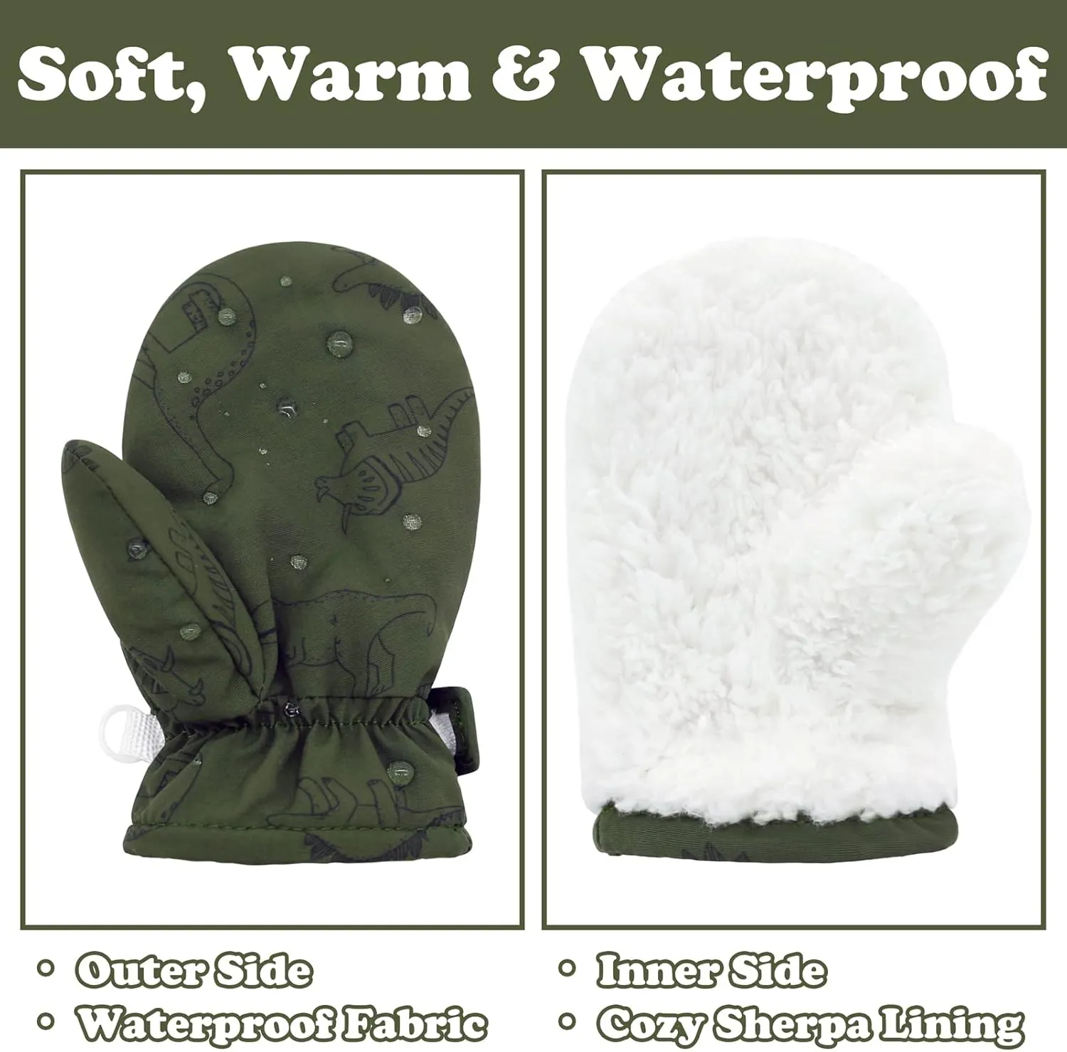 Sarfel Waterproof Toddler Mittens - Snow Gloves for Boys and Girls - Baby Winter Gloves