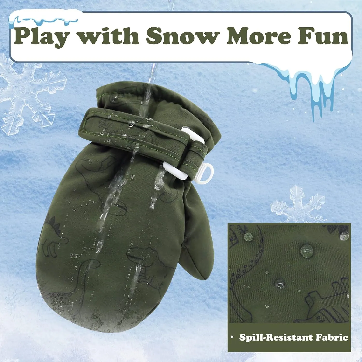 Sarfel Waterproof Toddler Mittens - Snow Gloves for Boys and Girls - Baby Winter Gloves