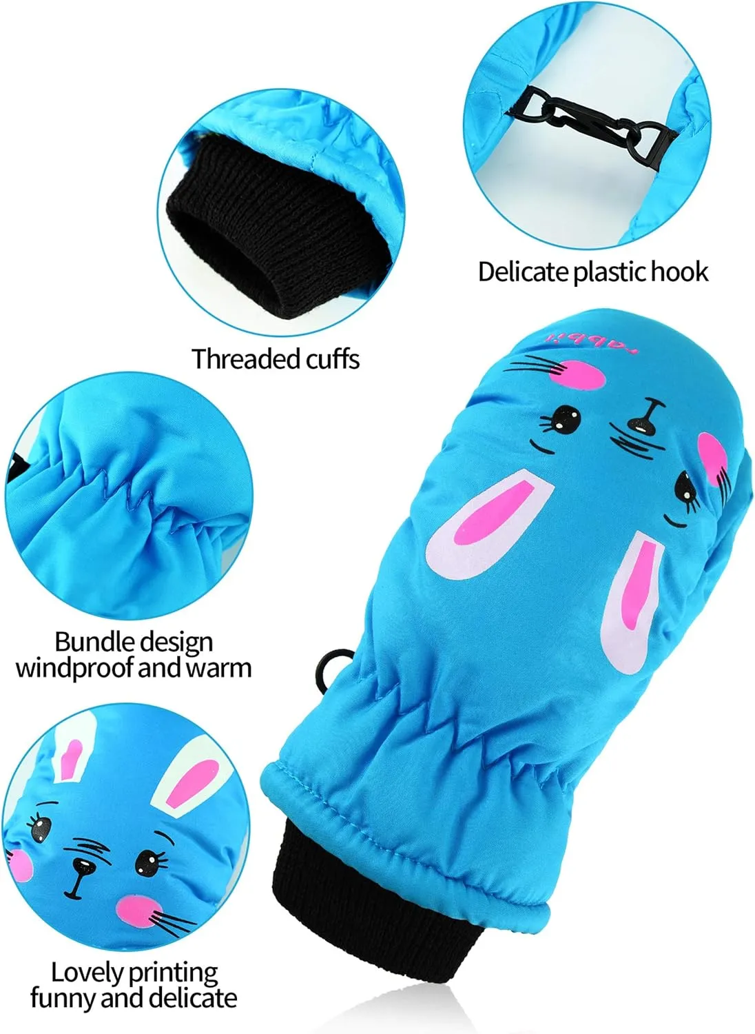 SATINIOR 2 Pairs kids waterproof mittens Girls Winter Snow mittens Warm Snow Gloves for Winter Outdoor Activities