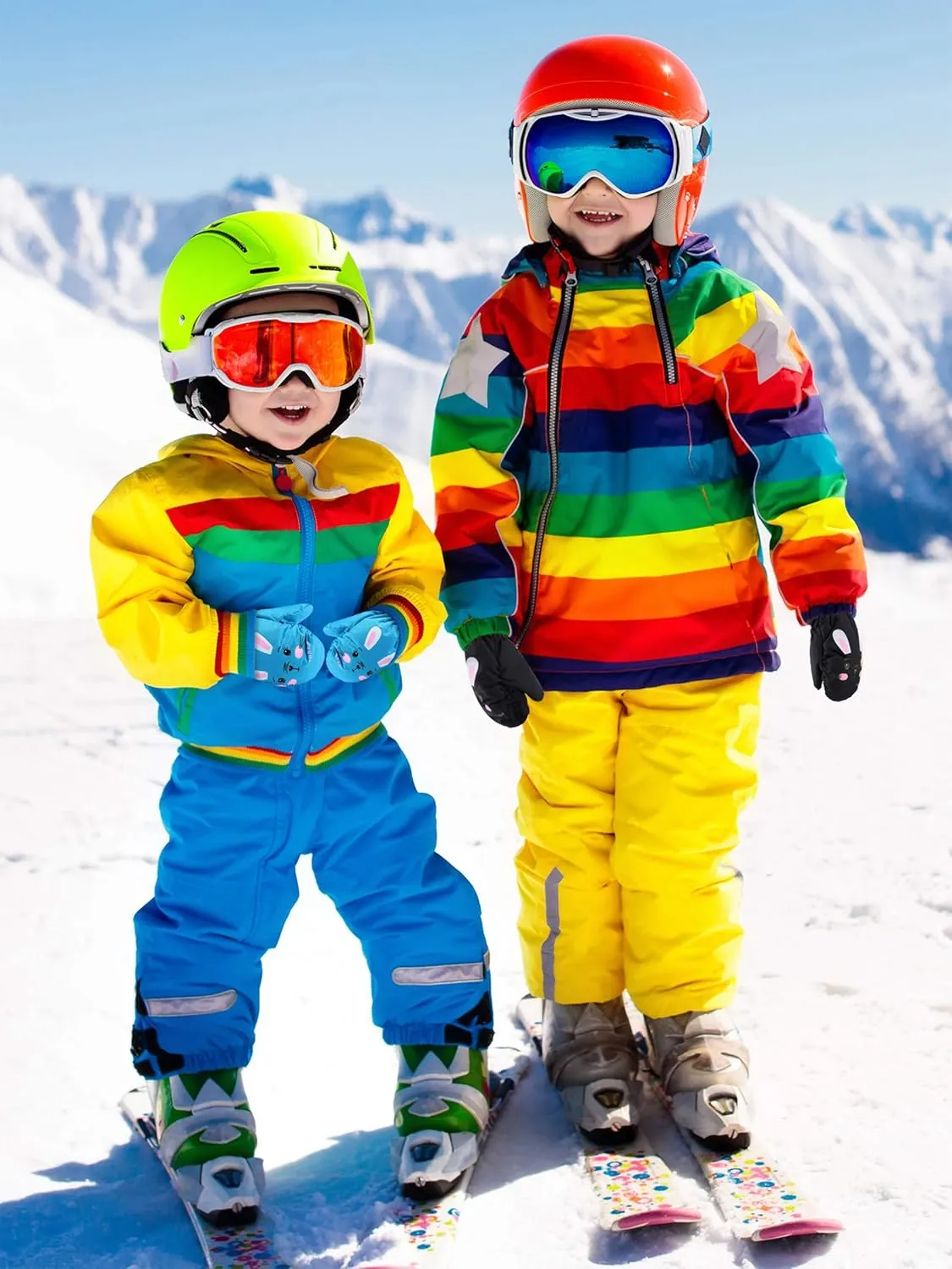 SATINIOR 2 Pairs kids waterproof mittens Girls Winter Snow mittens Warm Snow Gloves for Winter Outdoor Activities