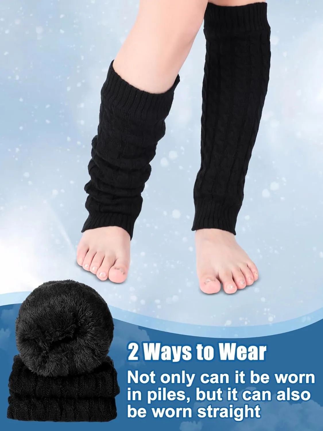 Shihanee Winter Fleece Lined Leg Warmers for Women Knit Long Leg Warmers Warm Fleece Lined Boot Socks for Skating Daily Wear
