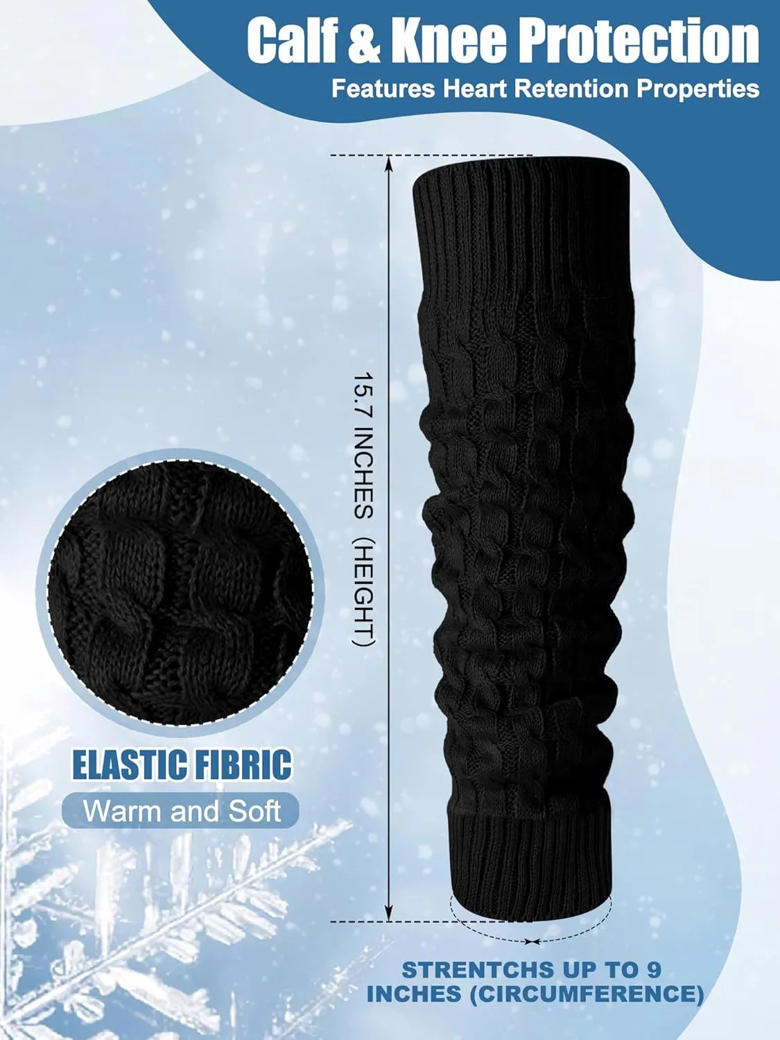 Shihanee Winter Fleece Lined Leg Warmers for Women Knit Long Leg Warmers Warm Fleece Lined Boot Socks for Skating Daily Wear