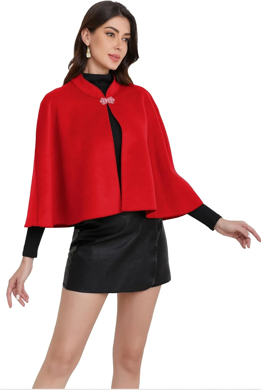 Short Cape for Womens Winter Warm Shawl Wraps Cardigan Dressy Cloak for Party