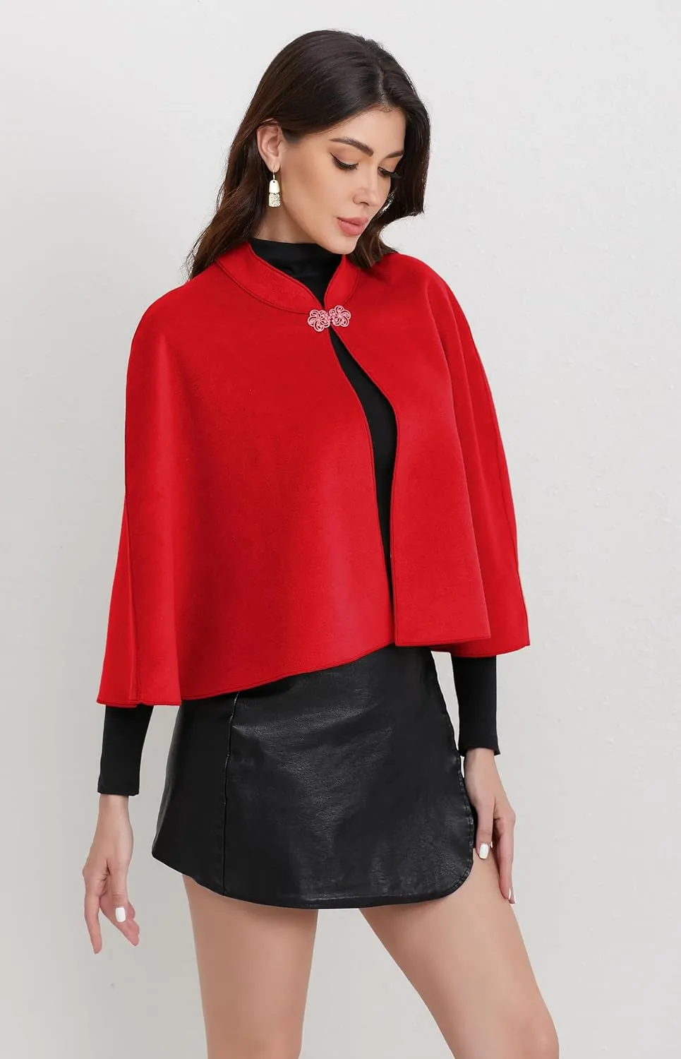 Short Cape for Womens Winter Warm Shawl Wraps Cardigan Dressy Cloak for Party