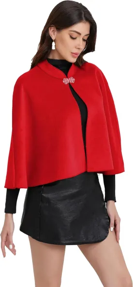 Short Cape for Womens Winter Warm Shawl Wraps Cardigan Dressy Cloak for Party
