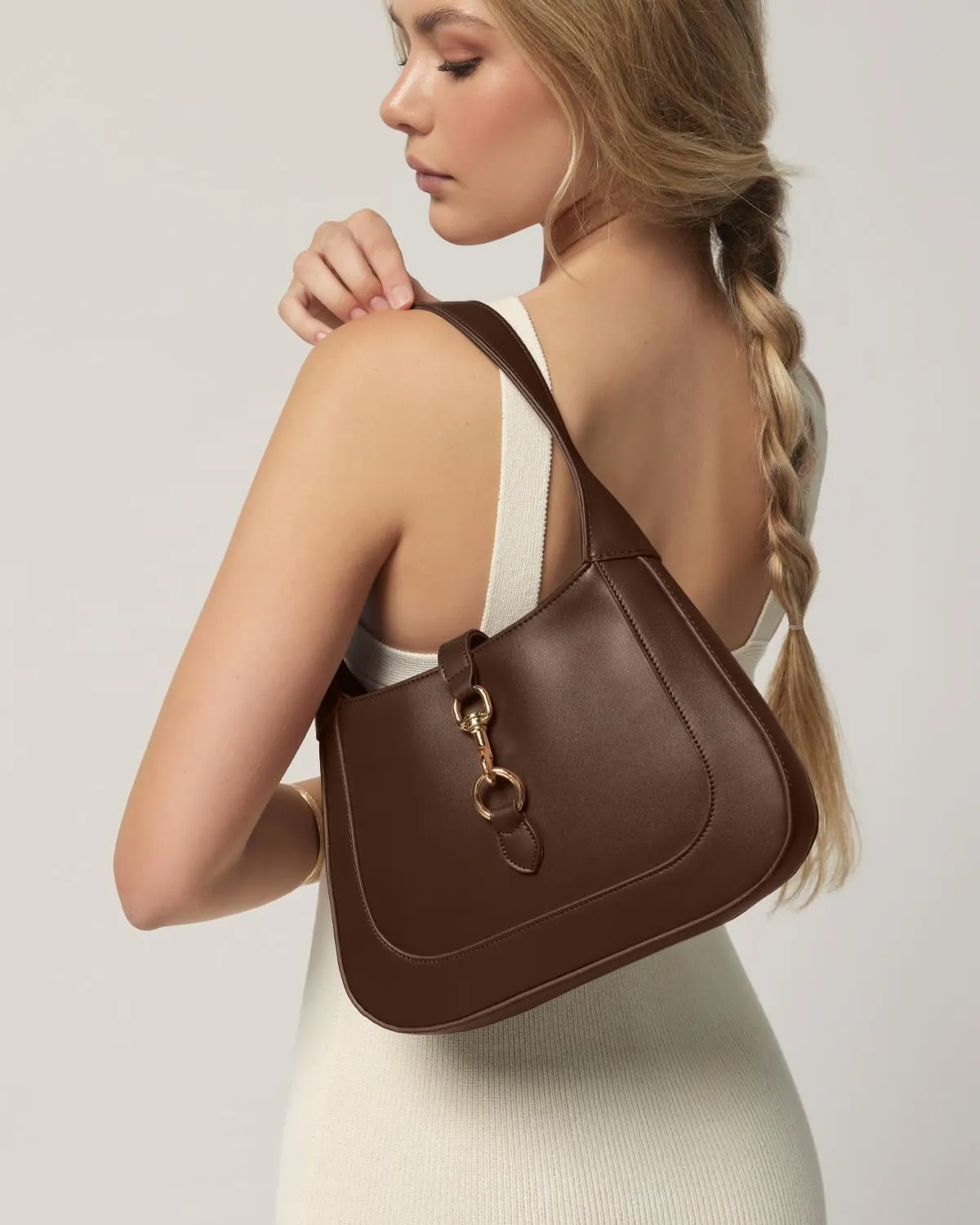 Shoulder Bag for Women - Small Shoulder Purses - Top Handle Structured Handbags - Adjustable Strap Vegan Leather