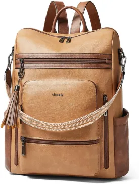 Shrrie Vegan Leather Laptop Backpack for Women 15.6 inch Work Backpack Fashion Travel Backpack Purse for Business College