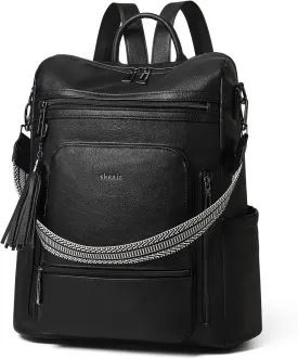 Shrrie Vegan Leather Laptop Backpack for Women 15.6 inch Work Backpack Fashion Travel Backpack Purse for Travel College Work