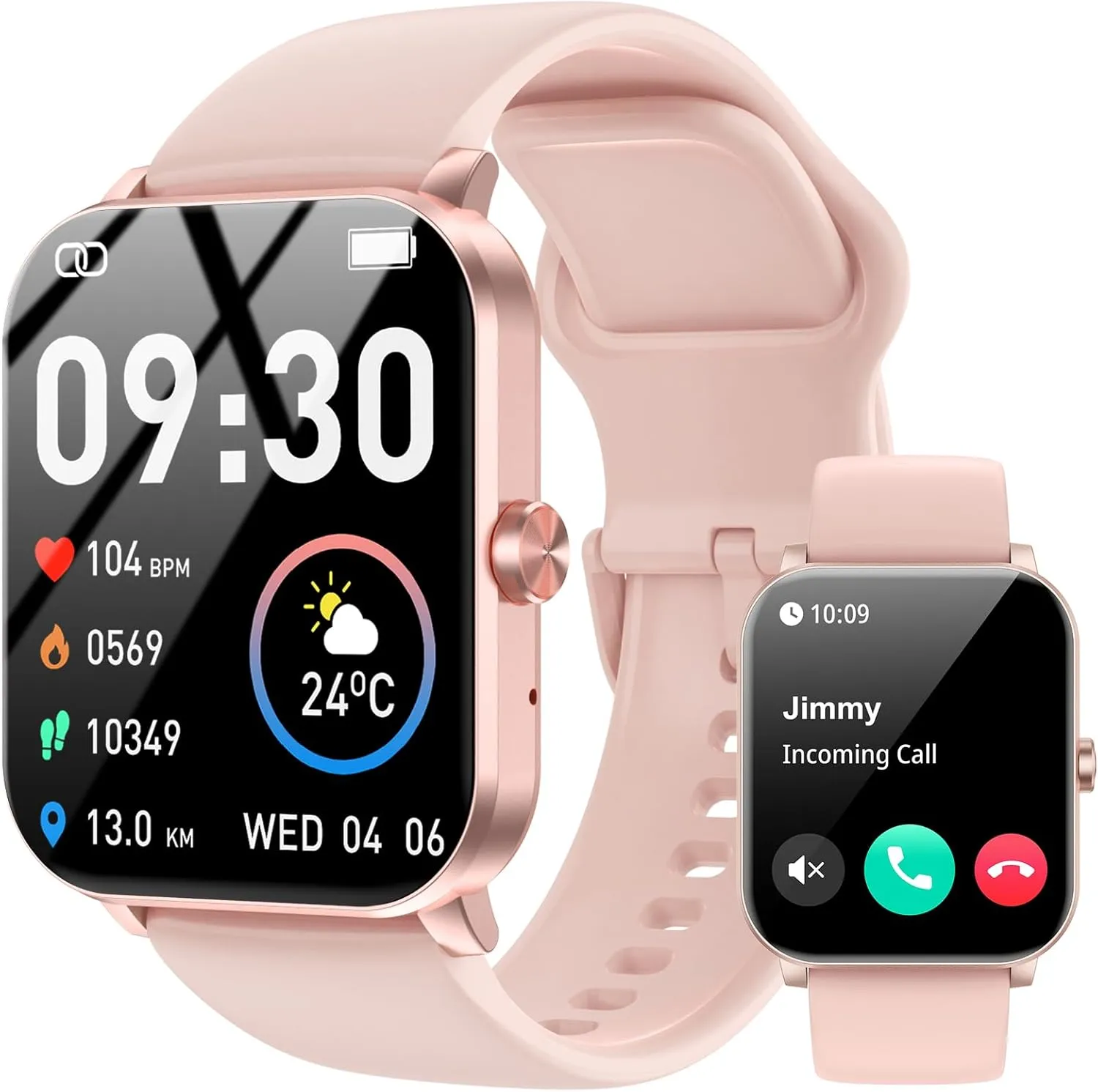 Smart Watch, 1.85" HD Smartwatch for Men Women (Answer/Make Calls), Fitness Watch with Heart Rate/Sleep/IP68 Waterproof/120  Sports Modes, Pedometer, Android Smart Watch for Android iOS (Pink)
