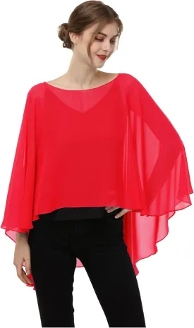 Soft Chiffon Capelet Plus capes Poncho Casual Capelets For Womens Cover Up