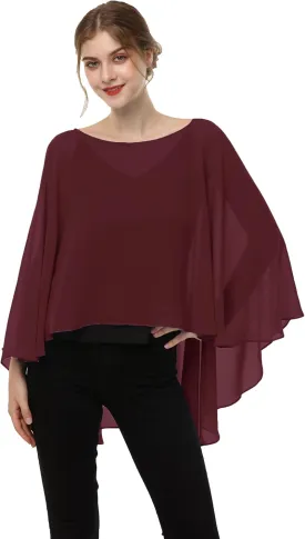Soft Chiffon Capelet Plus capes Poncho Casual Capelets For Womens Cover Up
