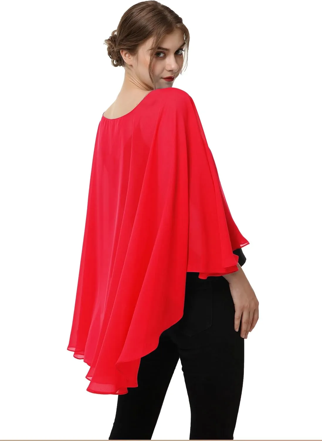 Soft Chiffon Capelet Plus capes Poncho Casual Capelets For Womens Cover Up