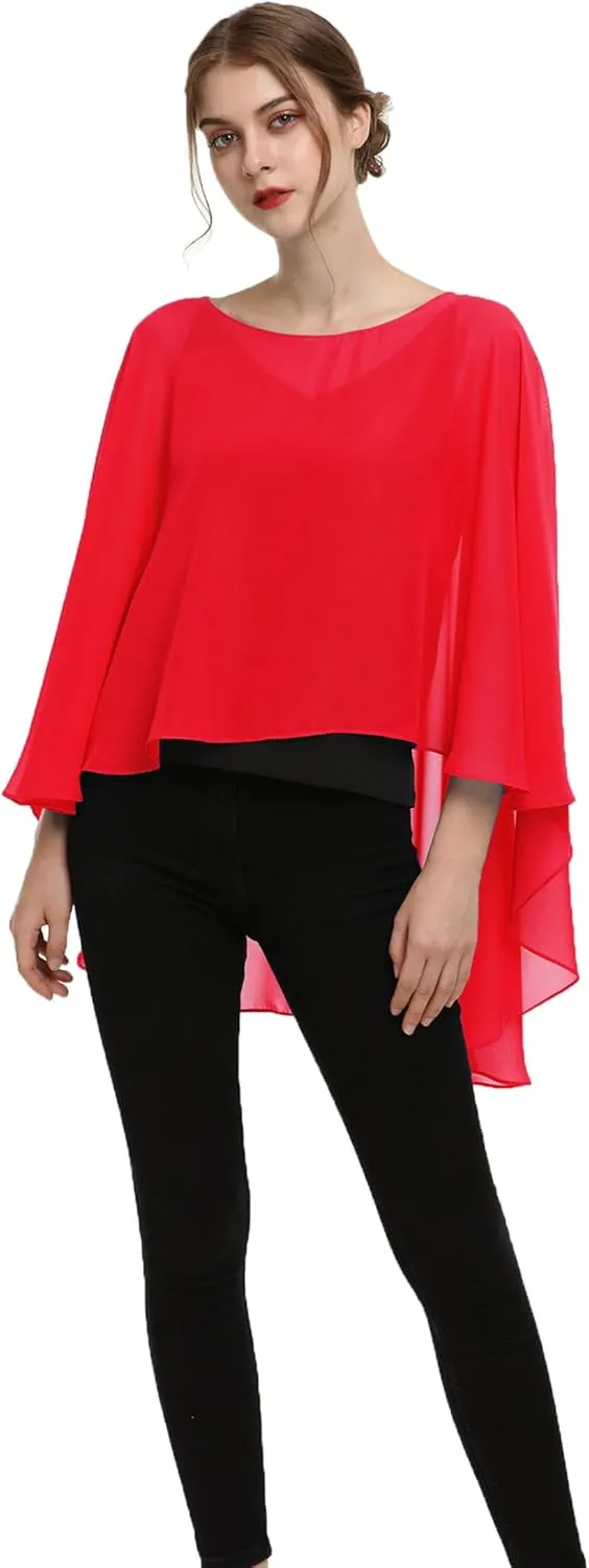 Soft Chiffon Capelet Plus capes Poncho Casual Capelets For Womens Cover Up